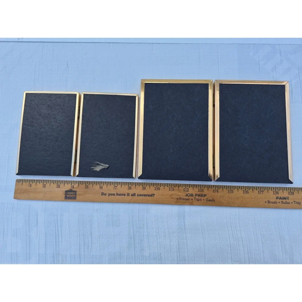 Vintage Intercraft Gold Metal Folding Double Picture Frames Set of 2 Beaded Edge